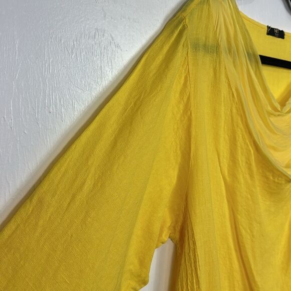 NT By Amati Yellow Linen Blend Mixed Media Tunic Top Size SP - Picture 2 of 8
